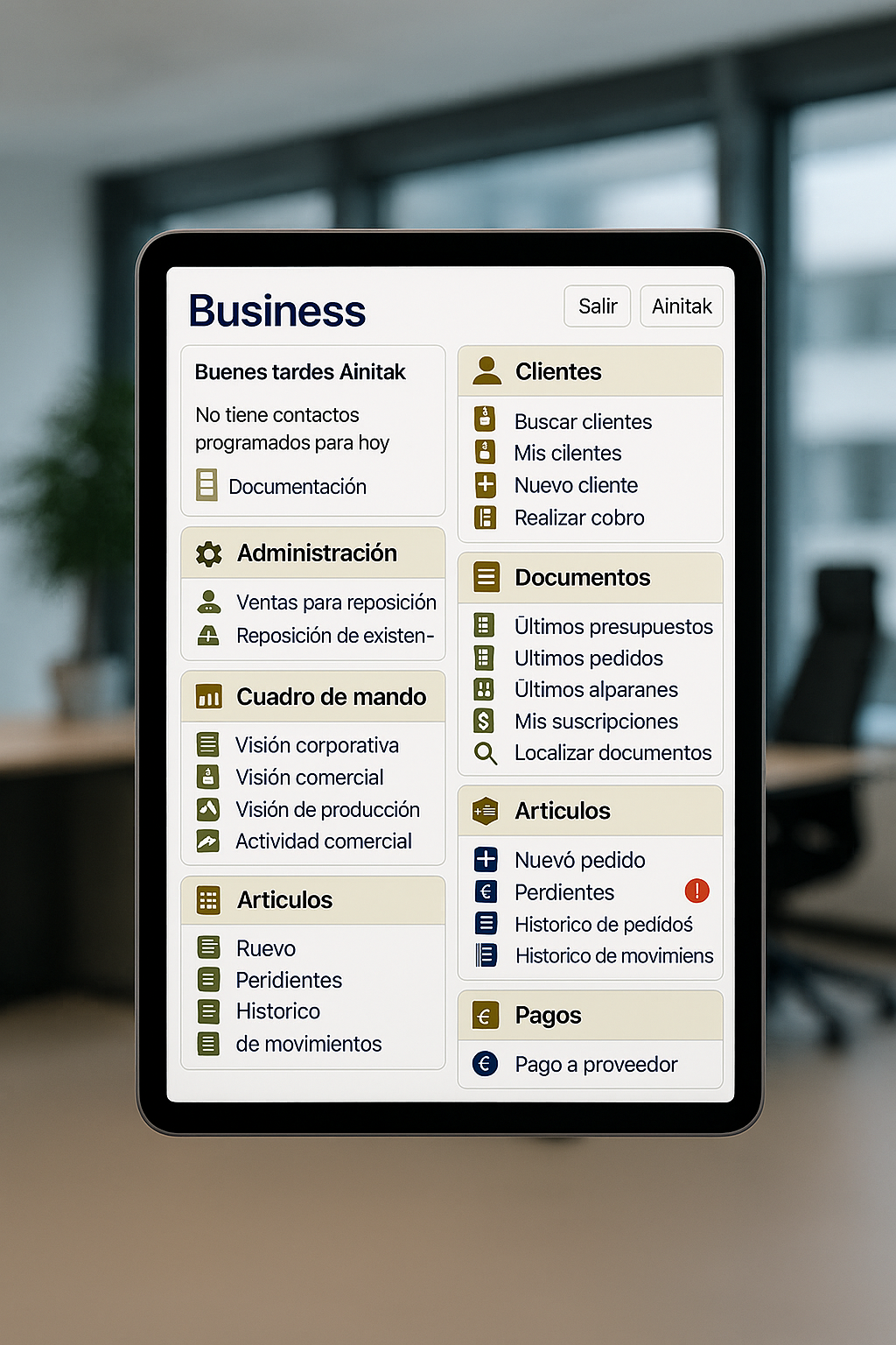 VERTEX ITINERE en tablet Android